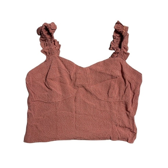 American Eagle Outfitters Brown Ruffled Crop Top L - Picture 1 of 8